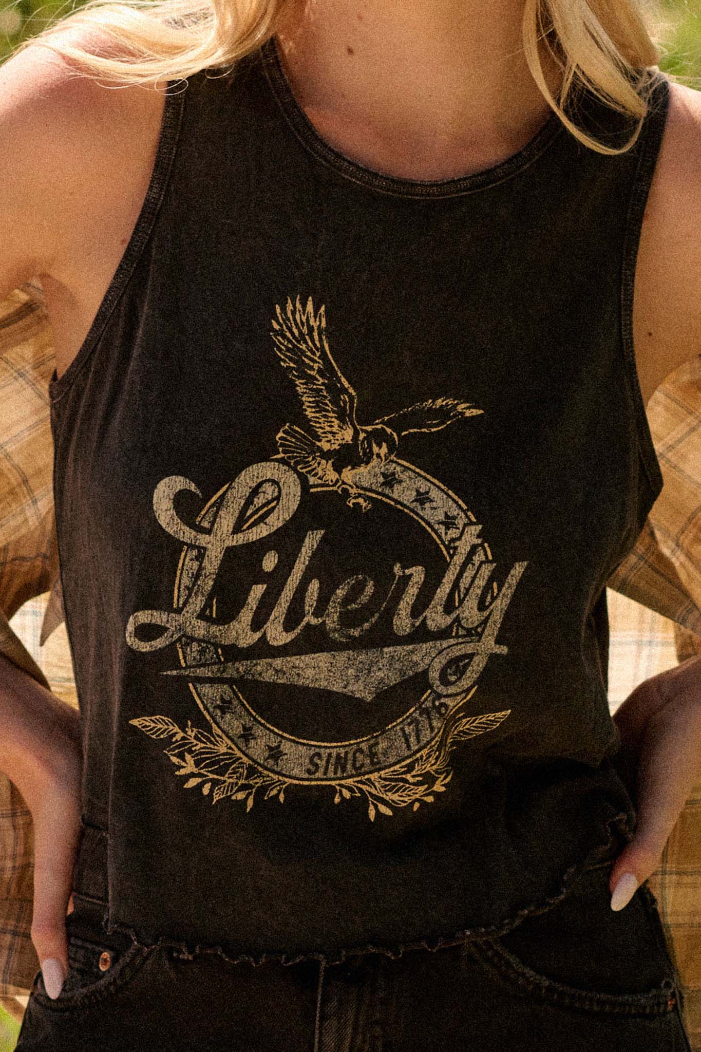 Liberty 1776 Vintage-Wash Graphic Tank Top - ShopPromesa