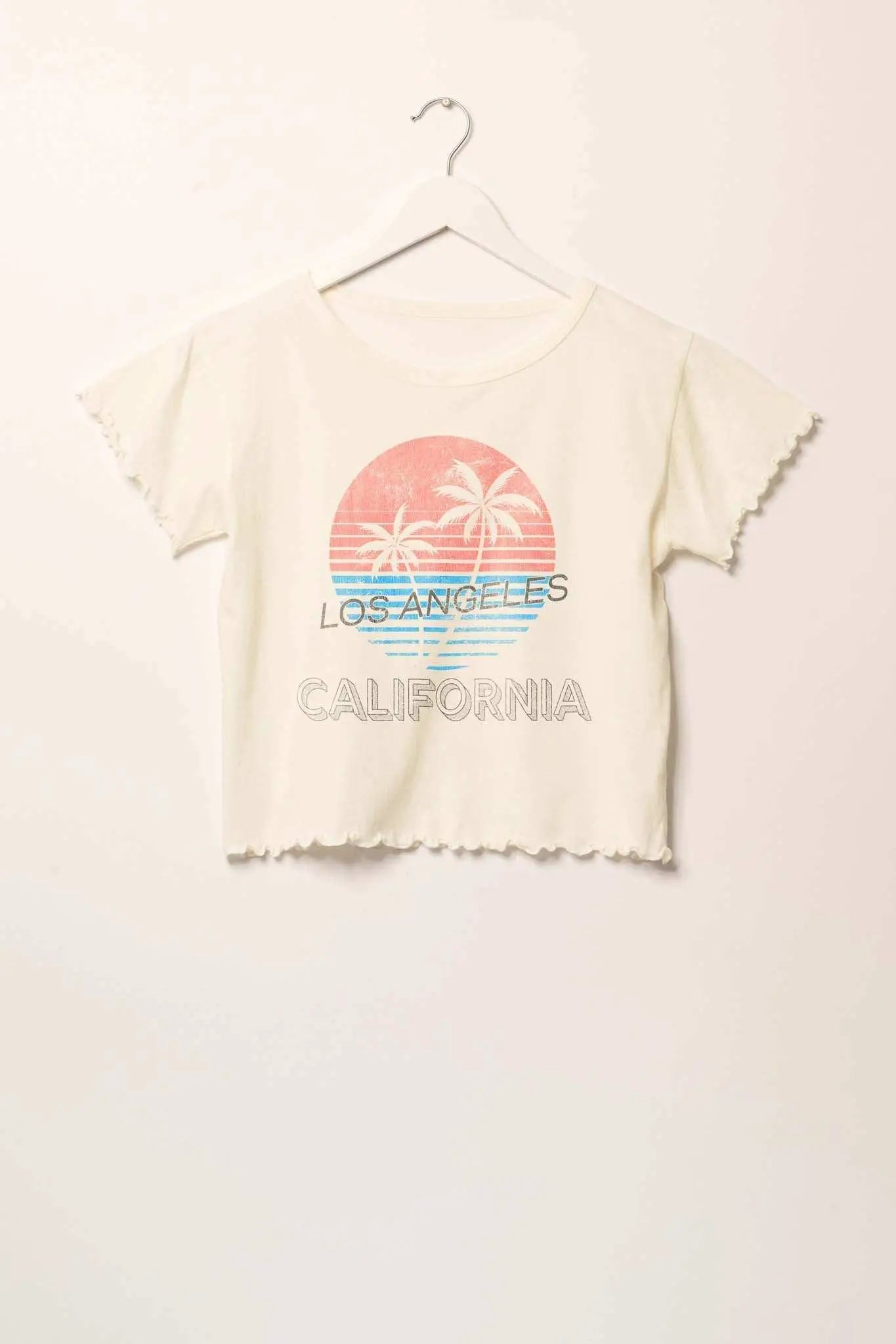 Los Angeles Cropped Lettuce-Edge Graphic Baby Tee - ShopPromesa