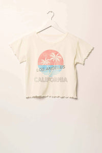 Los Angeles Cropped Lettuce-Edge Graphic Baby Tee - ShopPromesa