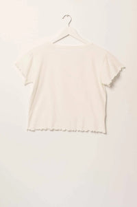Los Angeles Cropped Lettuce-Edge Graphic Baby Tee - ShopPromesa