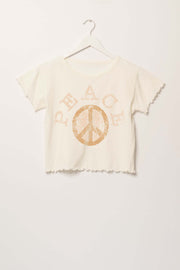 Power of Peace Lettuce-Edge Graphic Baby Tee