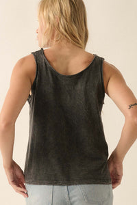 Raise a Glass Vintage-Wash Raw-Edge Tank Top - ShopPromesa