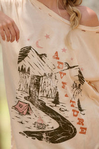 Camping Adventure Distressed Oversize Graphic Tee - ShopPromesa