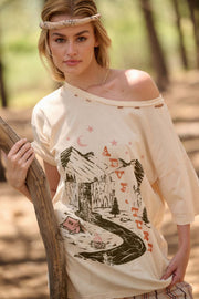 Camping Adventure Distressed Oversize Graphic Tee - ShopPromesa
