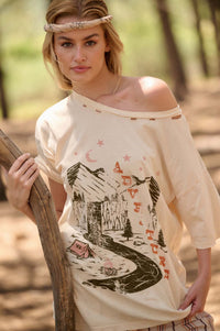 Camping Adventure Distressed Oversize Graphic Tee - ShopPromesa