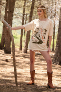 Camping Adventure Distressed Oversize Graphic Tee - ShopPromesa