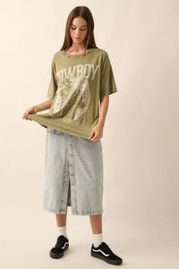 Cowboy Wild West Distressed Oversize Graphic Tee - ShopPromesa