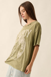 Cowboy Wild West Distressed Oversize Graphic Tee - ShopPromesa