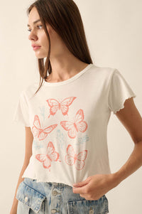 Butterfly Garden Lettuce-Edge Graphic Baby Tee - ShopPromesa