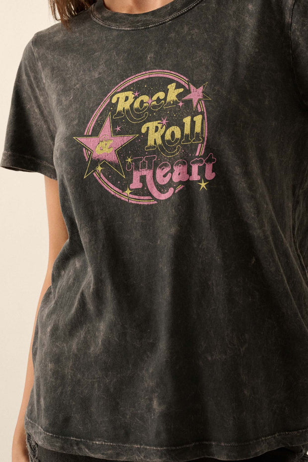 Rock & Roll Heart Vintage-Wash Graphic Tee - ShopPromesa