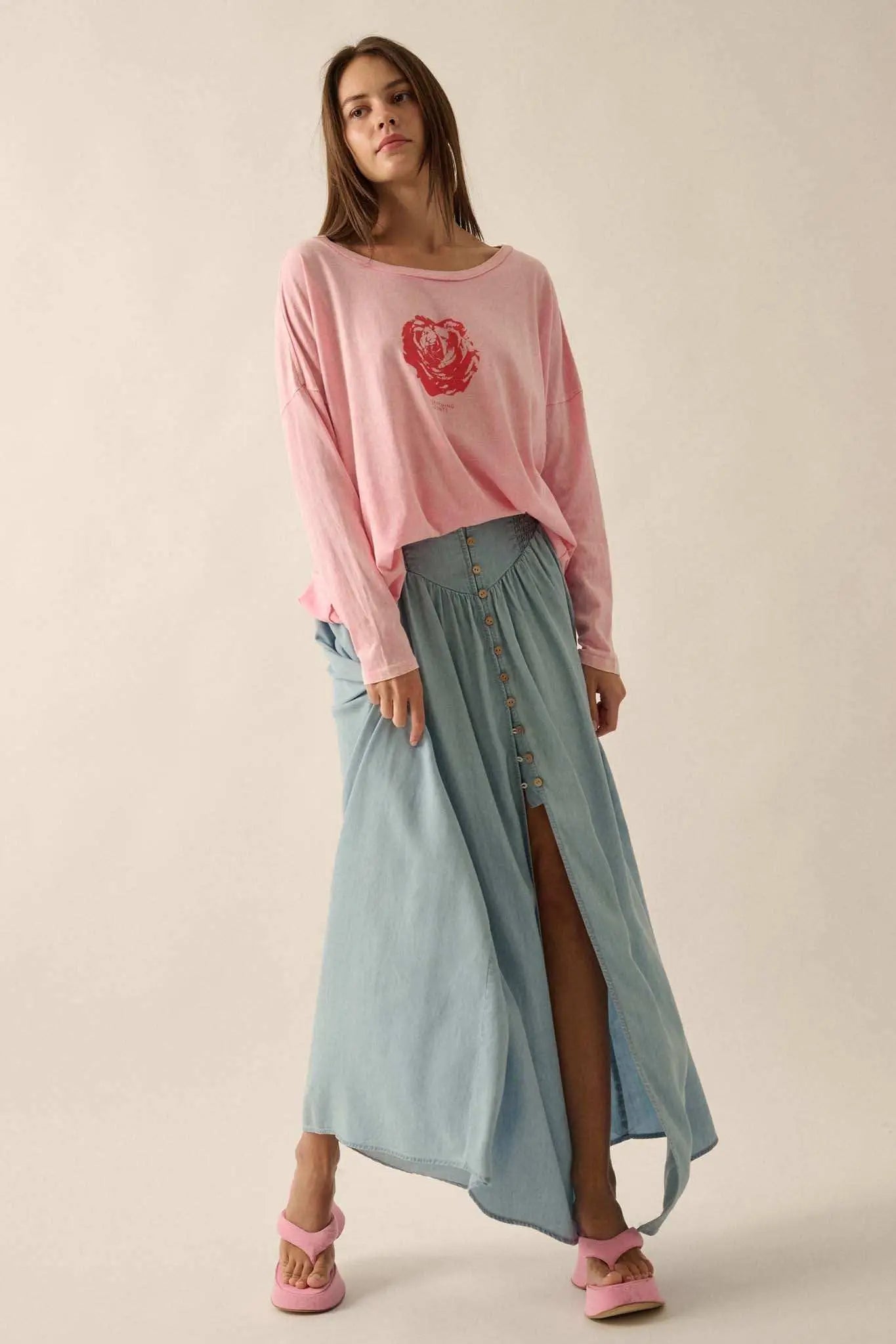 Everything Counts Long-Sleeve Rose Graphic Tee - ShopPromesa