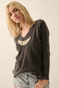 Dream Big Split-Neck Thermal Graphic Top - ShopPromesa