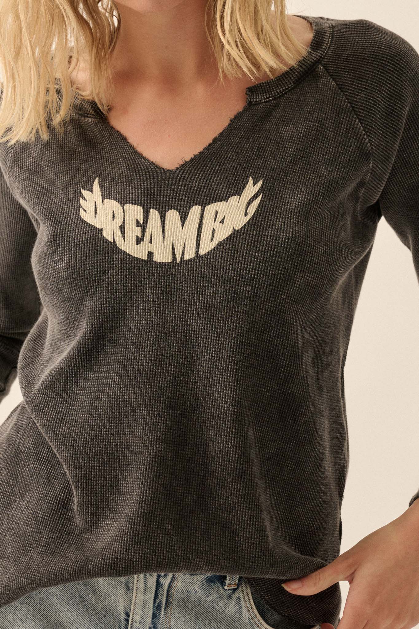 Dream Big Split-Neck Thermal Graphic Top - ShopPromesa