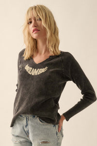 Dream Big Split-Neck Thermal Graphic Top - ShopPromesa