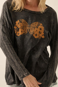Butterfly Blessings Long-Sleeve Floral Graphic Tee - ShopPromesa