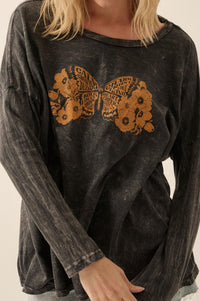 Butterfly Blessings Long-Sleeve Floral Graphic Tee - ShopPromesa