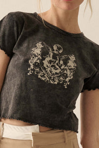 Vintage Angel Lettuce-Edge Graphic Baby Tee - ShopPromesa