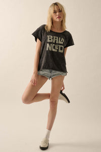 Balanced Vintage-Wash Raw-Edge Graphic Tee - ShopPromesa