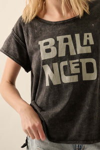 Balanced Vintage-Wash Raw-Edge Graphic Tee - ShopPromesa