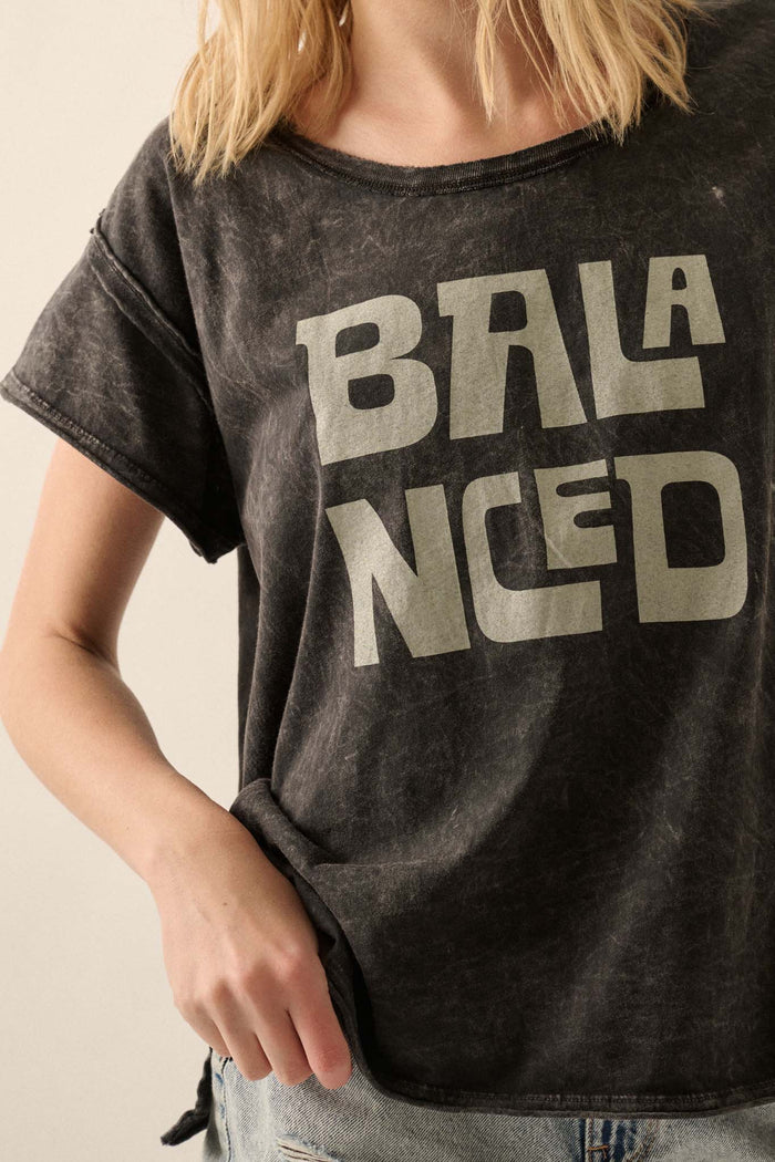 Balanced Vintage-Wash Raw-Edge Graphic Tee - ShopPromesa