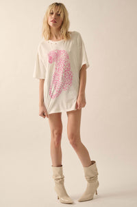 Pink Leopard Distressed Oversize Graphic Tee - ShopPromesa