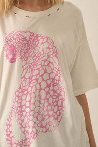 Pink Leopard Distressed Oversize Graphic Tee - ShopPromesa