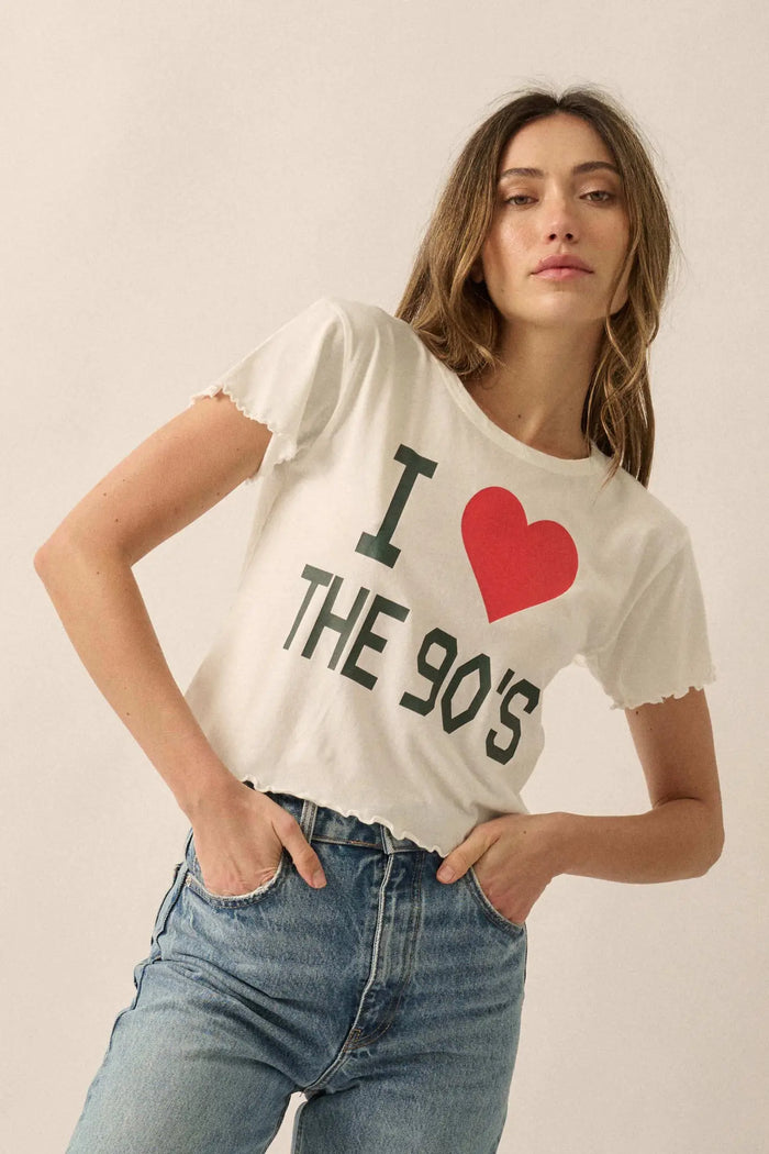 I Heart the 90's Cropped Graphic Baby Tee - ShopPromesa