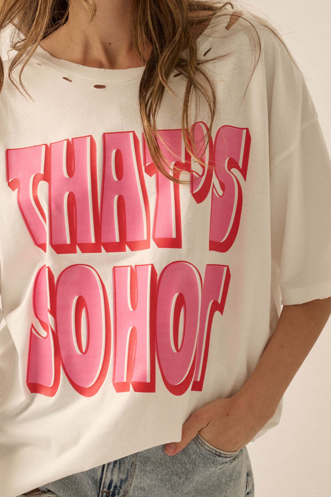 That's So Hot Distressed Oversize Graphic Tee - ShopPromesa