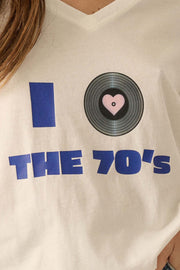 I Love the 70s V-Neck Music Graphic Tee - ShopPromesa