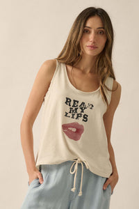 Read My Lips Raw-Edge Graphic Tank Top - ShopPromesa