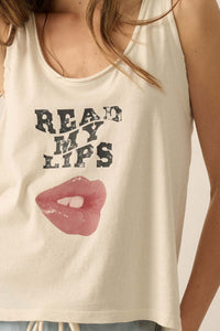 Read My Lips Raw-Edge Graphic Tank Top - ShopPromesa