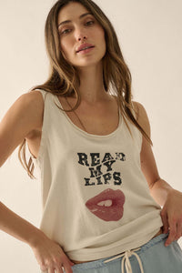 Read My Lips Raw-Edge Graphic Tank Top - ShopPromesa