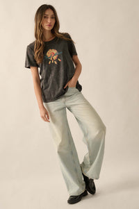 Feel Alive Vintage-Wash Flower Graphic Tee - ShopPromesa