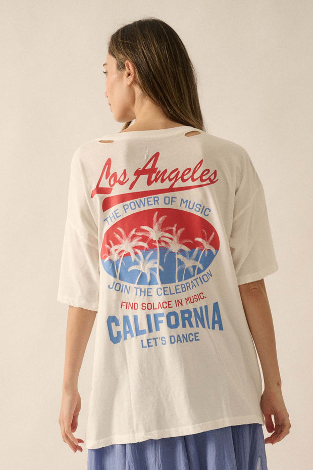 Los Angeles Music Distressed Oversize Graphic Tee - ShopPromesa