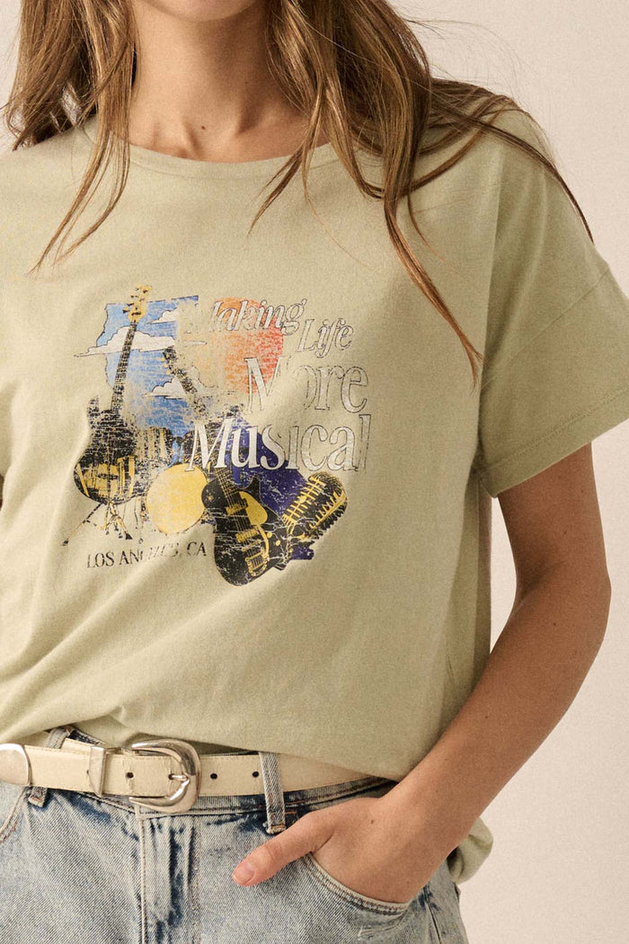 Making Life More Musical Vintage-Wash Graphic Tee - ShopPromesa