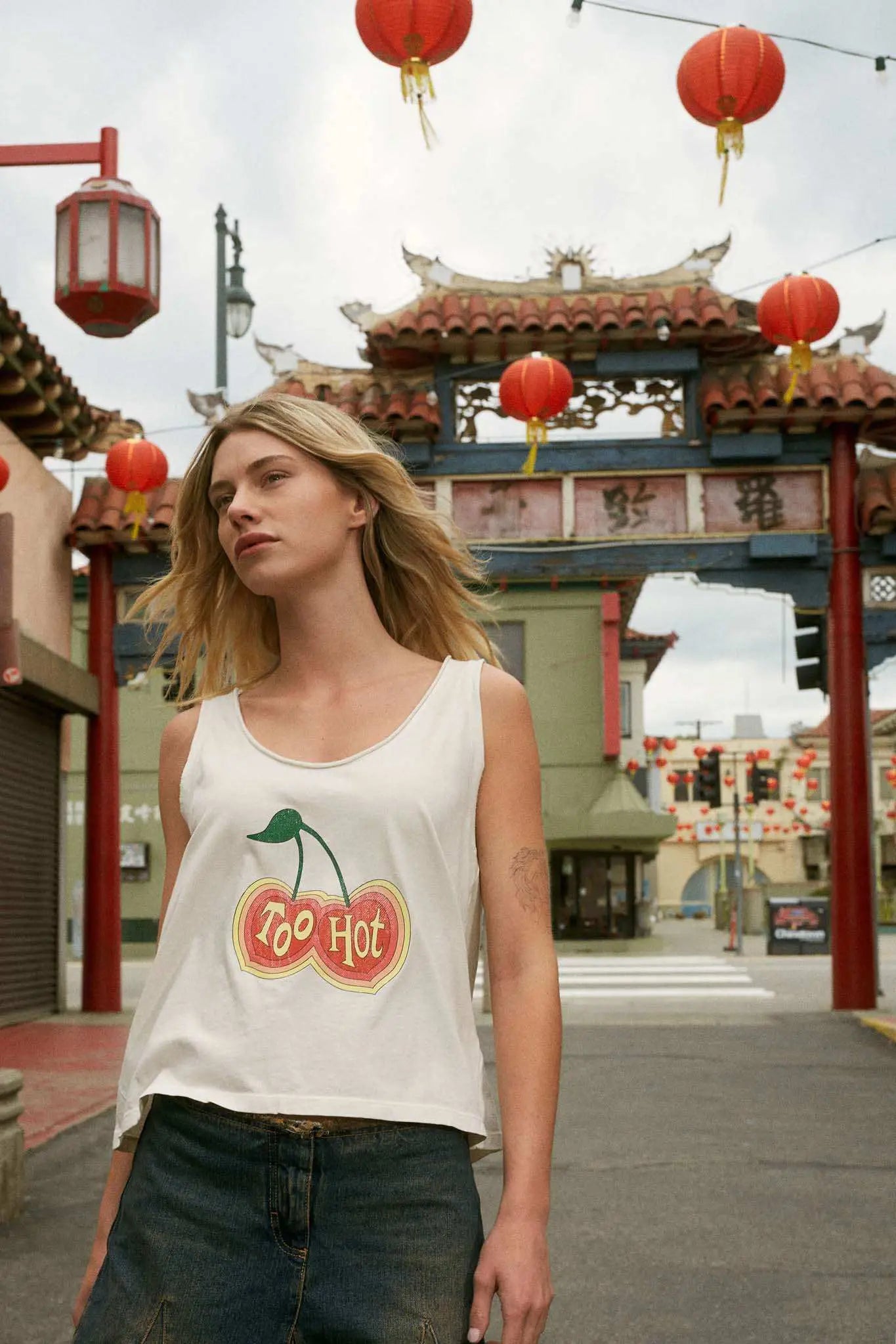 Too Hot Raw-Edge Cherries Graphic Tank Top - ShopPromesa