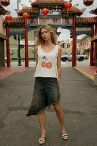 Too Hot Raw-Edge Cherries Graphic Tank Top - ShopPromesa