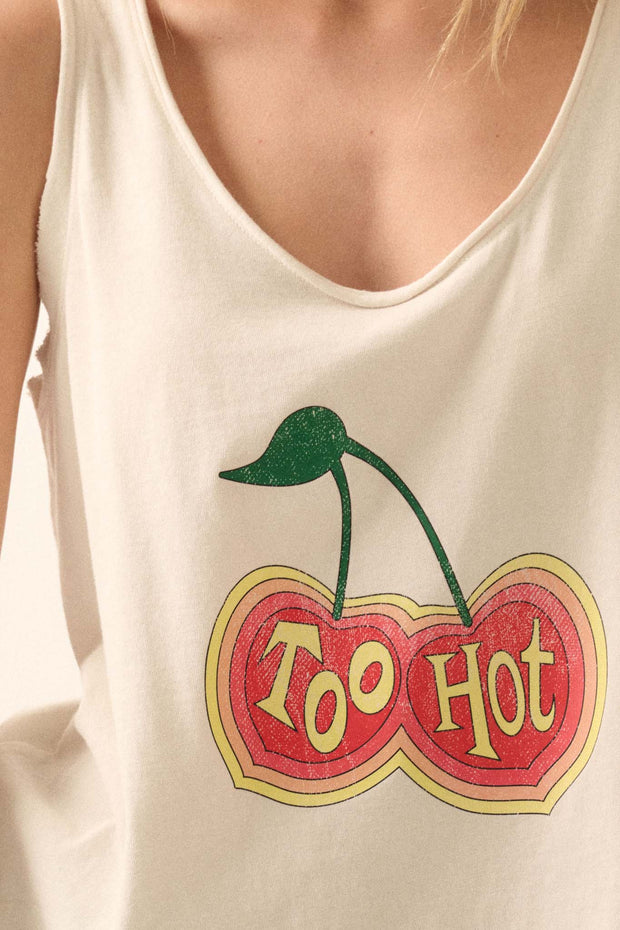 Too Hot Raw-Edge Cherries Graphic Tank Top - ShopPromesa