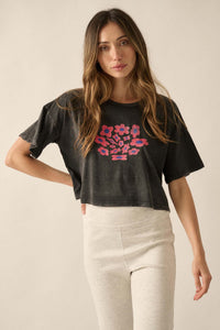 Flower Fun Vintage-Wash Cropped Graphic Tee - ShopPromesa