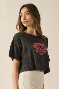 Flower Fun Vintage-Wash Cropped Graphic Tee - ShopPromesa