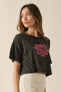 Flower Fun Vintage-Wash Cropped Graphic Tee - ShopPromesa