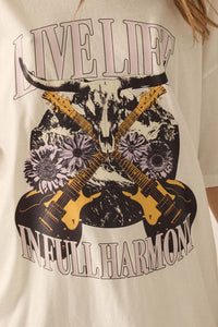 Full Harmony Distressed Rock & Roll Graphic Tee - ShopPromesa