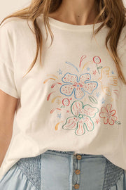 Floral Fireworks Garment-Wash Graphic Tee - ShopPromesa