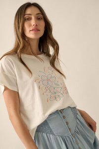 Floral Fireworks Garment-Wash Graphic Tee - ShopPromesa