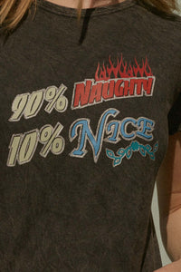 90% Naughty 10% Nice Cropped Graphic Baby Tee - ShopPromesa