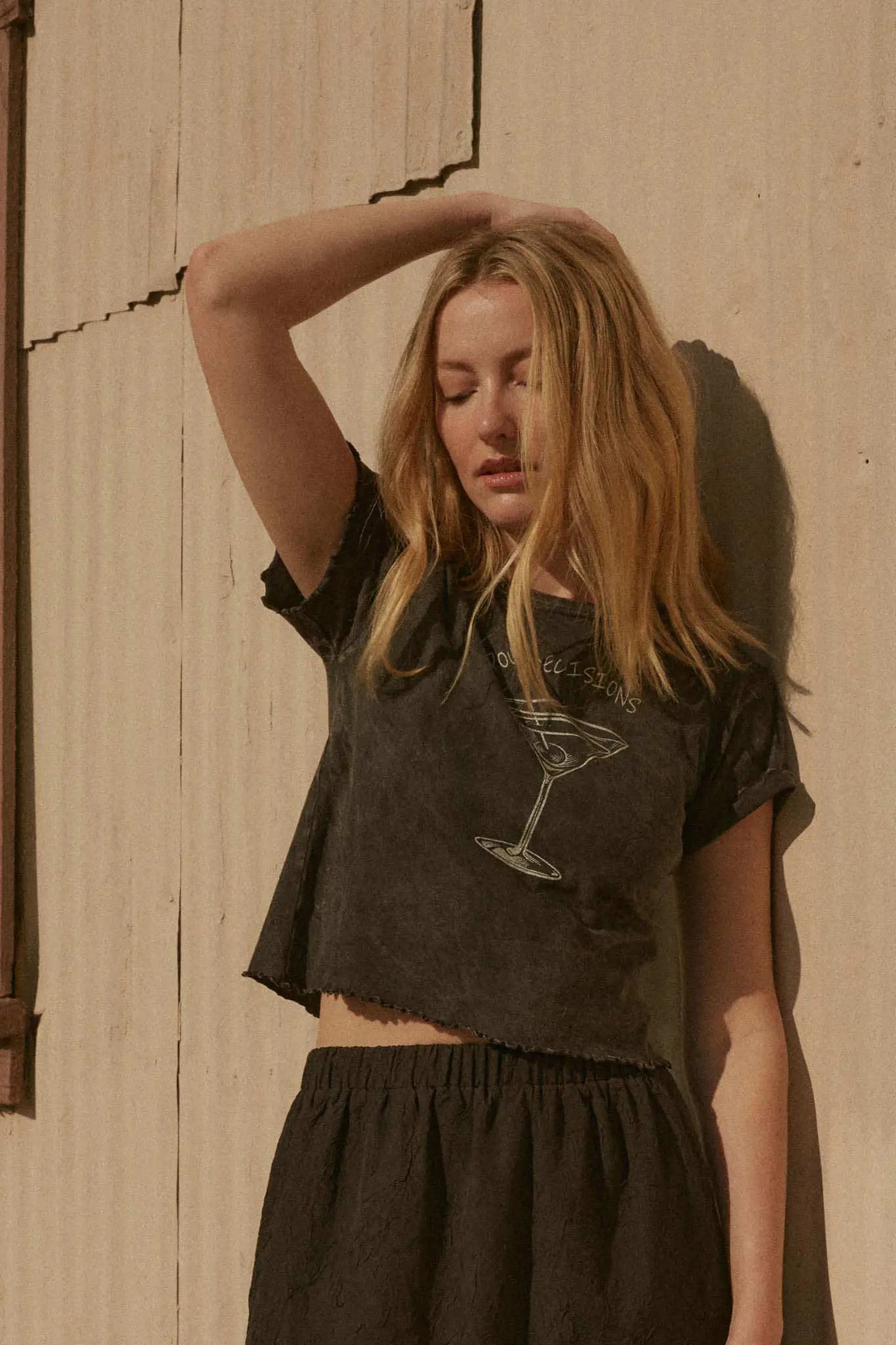 Pour Decisions Martini Cropped Graphic Baby Tee - ShopPromesa