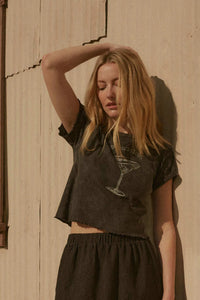 Pour Decisions Martini Cropped Graphic Baby Tee - ShopPromesa