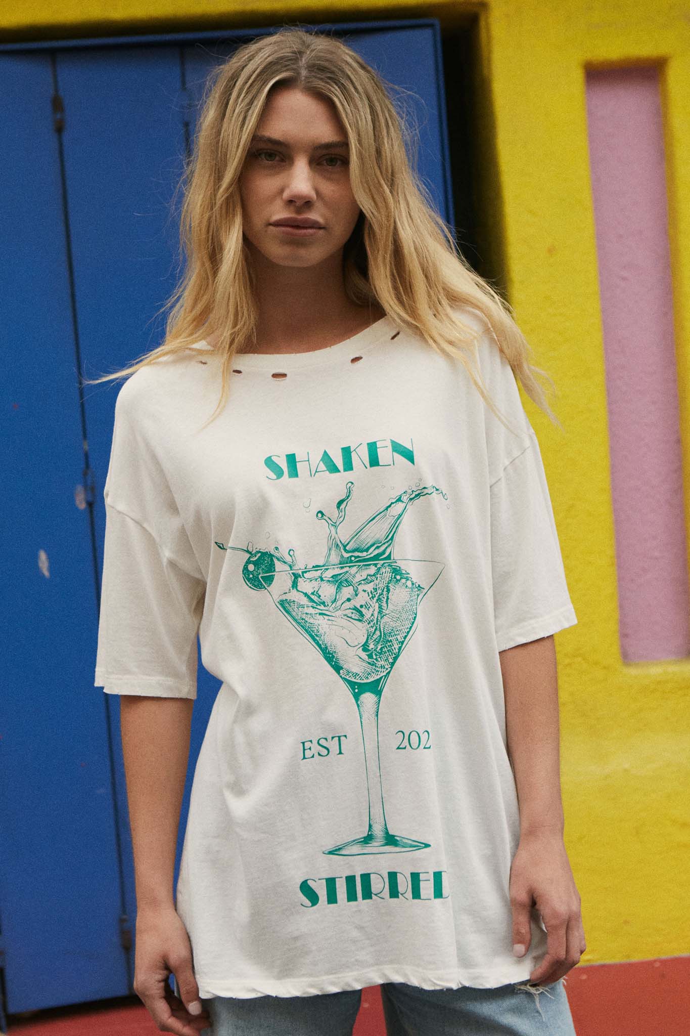 Shaken & Stirred Distressed Martini Graphic Tee - ShopPromesa