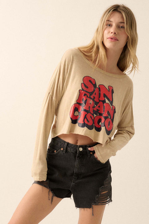 San Francisco Cropped Long-Sleeve Graphic Tee - ShopPromesa