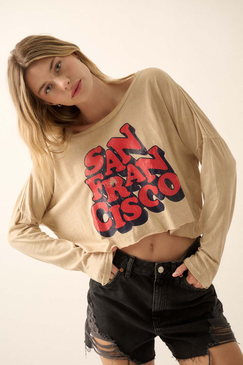 San Francisco Cropped Long-Sleeve Graphic Tee - ShopPromesa